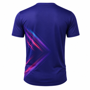 Men's Blue Sublimated Soccer Jersey Short Sleeve Crew Neck Moisture Wicking <b>Athletic</b> Fit Geometric Print Polyester T-Shirt - Product Image 2
