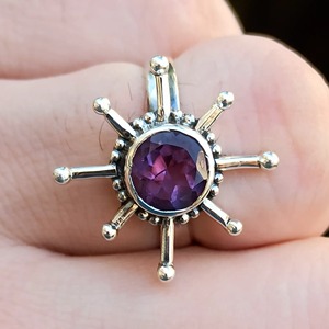 Amethyst <b>Ring</b> Handmade Sterling Silver Bezel Setting Natural Purple Round Shape Gemstone <b>Boho</b> Jewelry Women's Jewekry - Product Image 2