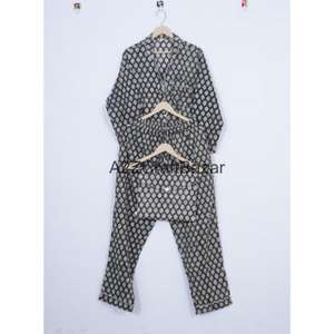 Conjunto de Pijama para Mujer con Estampado Floral Romántico Hecho a Mano, 100% Algodón, Cintura Elástica, Mangas Largas, Cintura Alta, Suave, Liso y Transpirable - Product Image 5