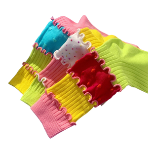Macaron Color Patchwork <b>Socks</b> Japanese Style Street Sweat-absorbing <b>Socks</b> Cute and Creative Mid-calf Pile-up <b>Socks</b> - Product Image 3
