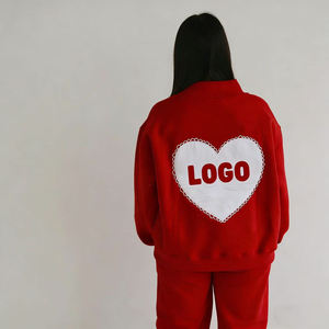 Sweat-shirt personnalisé en molleton doux avec broderie et patch, col rond classique, pour femme, hiver - Product Image 3