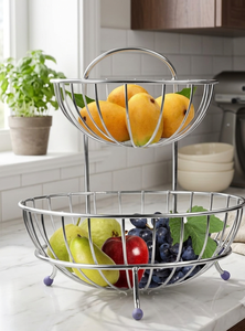 Panier à fruits en fil d'acier inoxydable, vente en gros, directement de l'usine, organisateur de rangement pour comptoir de cuisine, support à fruits en fil métallique peu encombrant - Product Image 3