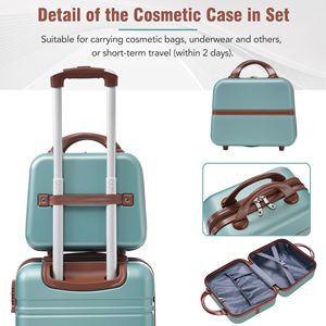 Set portabagagli rigida da 20 pollici verde custodia cosmetica leggera con ruote Spinner per valigia Vintage - Product Image 5