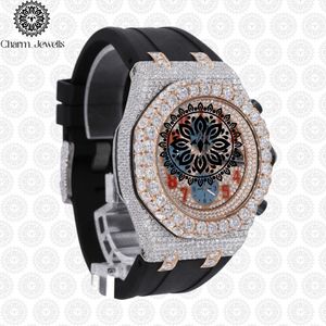 Charm_Jewells Luxury Stainless Steel Watch Polygon Case 43mm Analog Quartz Sapphire Crystal <b>Chronograph</b> Men Fashion - Product Image 3