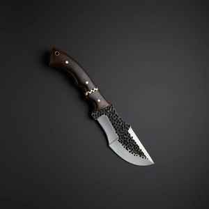 Couteau de chasse en acier à haute teneur en carbone, très vendu, avec manche en bois et étui en cuir, idéal pour le camping et les activités de plein air - Product Image 4