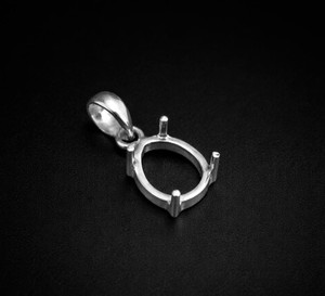 Handmade 925 Silver 8x10mm Pear 4 Prong Semi Mount Charm Pendant Empty Stone Pre Notched Setting DIY Keepsake Jewelry Findings - Product Image 1