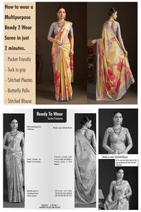 Sari prêt-à-porter et blouse cousue, sari indien en soie crêpe, imprimé floral, sari imprimé numériquement, design magnifique - Product Image 6