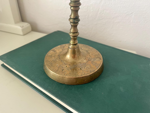 Vintage Brass Etched <b>Candlestick</b> <b>Holder</b> Decorative Engraved Brass Taper Candle Stand Antique Style Tabletop Candle <b>Holder</b> - Product Image 5