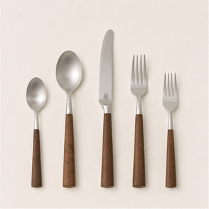 Ensemble de couverts de luxe en acier inoxydable à prix d'usine avec manches en bois naturel, vaisselle écologique - Product Image 5
