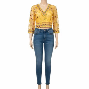 Tissu en PU brodé avec strass et perles tissées, lavable, pour la confection de dentelle décorative délicate, vente en gros - Product Image 2