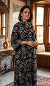 Embroidered Brocade Velvet 9000 <b>Fabric</b> Black With Colorful Floral And Geometric Patterns For Home Textile Use abaya kaftan jacke - Product Image 3