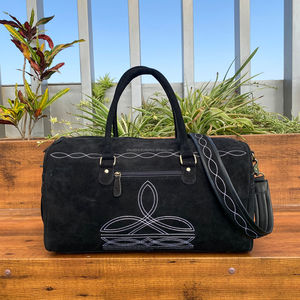 Custom Boot Stitch Suede Leather Travel Duffel <b>Genuine</b> Leather Weekender Overnight Bag Large Capacity Carry on Bags for Unisex - Product Image 4