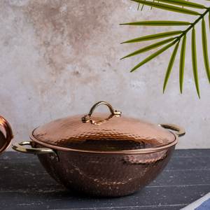 Authentic Handmade <b>Copper</b> Uruli Bowl Hammered Finish Traditional Indian Serving Vessel Decorative Bowl for Home and Dining - Product Image 1