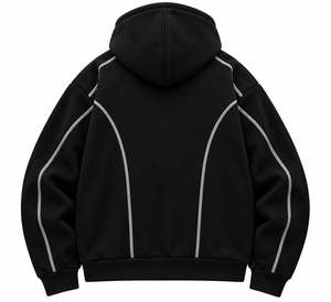 Sudadera con Capucha y Cremallera para Hombre, Oversize, Casual, de Forro Polar, Color Liso, 350 gramos, Chaqueta de Punto de Poliéster/Algodón con Diseño de Bolsillo Frontal con Logotipo - Product Image 2