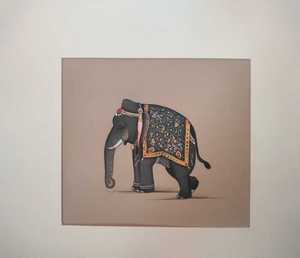 Peinture sur toile d'éléphant faite à la main, style ethnique indien, art mural peint à la main pour l'intérieur de la maison, salon, article cadeau unique - Product Image 3