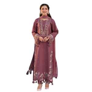 Tenues d'été pakistanaises et indiennes Shalwar Kameez en tissu de coton Lawn, vêtements formels avec des caractéristiques de séchage rapide et anti-plis - Product Image 1