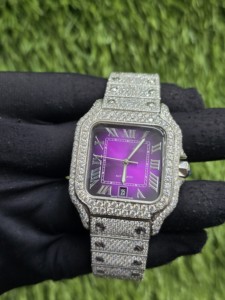 Reloj Automático de Lujo Unisex, Cuadrado, de Acero Inoxidable, con Cristal de Zafiro, Esfera de 41 mm, Bisel de Moissanita, Visualización de Fecha Analógica, Correa - Product Image 3