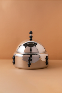 Luxury Gold Chafing dish Casserole dish with Dome Lid White Geometric Knobs Insulated Designer Food Serving Dish <b>Pot</b> - Product Image 6