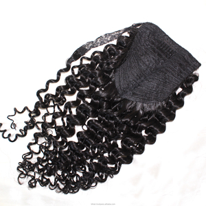 Queue de cheval en cheveux humains ondulés, queue de cheval à cordon de serrage, haute qualité, 100% cheveux humains, naturelle, queue de cheval à cordon de serrage enveloppante - Product Image 2