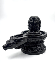 Sculpture spirituelle en cristal de spinelle noire Panchmukhi sculptée à la main, décor spirituel, fournisseur en gros OEM ODM - Product Image 4