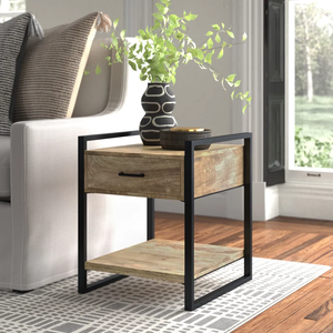 Mesa de Noche Plegable de Madera Maciza Resistente, Elegante y Moderna, con Cajón, para Dormitorio, Hospital y Entrada - Product Image 2