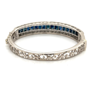 Bracelet jonc en alliage d'argent tibétain avec diamants sertis en canal, plaqué platine/or/argent, bijoux de mariage pour femme - Product Image 2