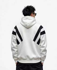 <b>Men's</b> Plus Size Color Blocked Quarter Zip Hoodie Knitted Hooded Sweatshirt White Black - Product Image 5