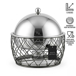 Elegant Mirror Polish Round Chafer Stainless Steel <b>Buffet</b> Server Food <b>Warmer</b> with Stand for Ramadan Catering Wedding Party - Product Image 4