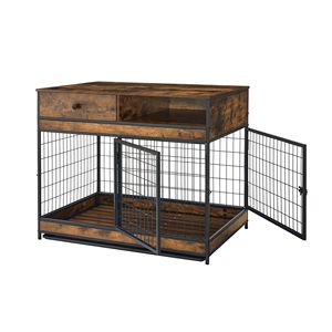 38.78 marrone antico ''W X 27.36'' D X 32.17 ''H gabbia per cani a doppia porta mobili casa per animali - Product Image 4