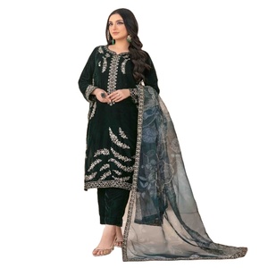 Elegantes trajes indios de 3 piezas de terciopelo de lujo Tawakkal Vol MINAKARI Long Maxi Party Wear vestidos para mujeres de Boutique - Product Image 1
