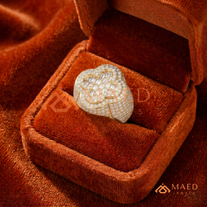 Mens Gold Tone Clover <b>Ring</b> <b>Iced</b> Hip Hop Statement <b>Ring</b> Luxury Fashion Jewelry for Men - Product Image 3