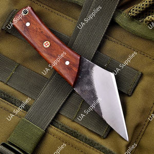 Couteau de survie EDC à lame fixe de 6 pouces en acier à haute teneur en carbone forgé à la main, pointe tombante, couteau utilitaire de camping, manche en bois de rose, étui en cuir - Product Image 3