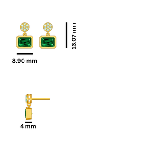 14KT Gold Natural <b>Emerald</b> & Diamonds Fine Jewelry <b>Stud</b> <b>Earrings</b> for Anniversary Party & Gift - Product Image 3
