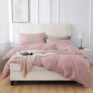 Ensemble de 4 housses de couette en coton tissé blanc uni, pour la maison, lavable en machine, style simple - Product Image 2