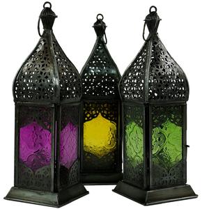 Farol Marroquí de Vidrio Multicolor, Panel de Acero Inoxidable Resistente, Decoración Festiva para el Hogar con Toque Decorativo - Product Image 5