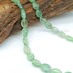 Collar con cuentas ovaladas lisas de fluorita verde Natural, cierre de Plata de Ley 925, joyería de piedras preciosas de moda para mujer, mayorista a granel - Product Image 2