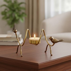 Luxury Golden <b>Bird</b> Metal Tea Light Candle Holder Handmade Decorative Iron Candle <b>Stand</b> Table Centerpiece for Home Wedding Decor - Product Image 1