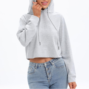 Fashionable <b>Patchwork</b> Long Sleeve Ladies Crop <b>Top</b> Hoodie Pullover Custom Women Hoodies Sweatshirts Wholesale - Product Image 5