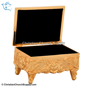 Holy Family Rectangle <b>Box</b> | Decorative Brass Religious <b>Keepsake</b> <b>Box</b> – Export Corporation - Product Image 2