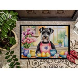 Nouveau extérieur et intérieur 18H X 27W paillasson antidérapant paillasson Pâques Schnauzer décor lavable porte d'entrée tapis accessoire d'entrée - Product Image 3