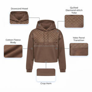 Sudadera con capucha corta para mujer, estilo casual urbano, forro polar, con capucha, logotipo personalizado, OEM, ODM, venta al por mayor de fábrica - Product Image 5