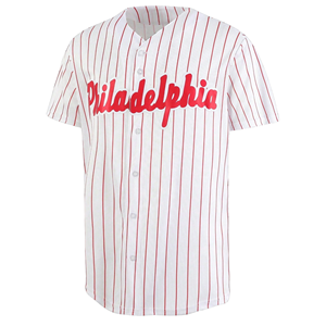 Maillots de baseball personnalisés OEM imprimés par sublimation, fabriqués en tissu mesh respirant, col en V, avec logo en twill. - Product Image 1