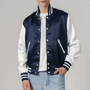 Veste bomber en satin personnalisée de haute qualité pour hommes, broderie de logo personnalisée, veste en satin antibactérienne écologique - Product Image 1