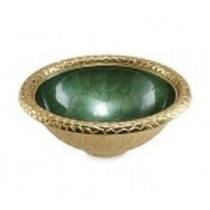 Bol de service en métal robuste de forme ronde, couleur blanche, avec revêtement en poudre, base décorée de fleurs et de feuilles. - Product Image 4