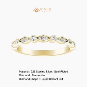 แหวนหมั้นเพชรโมอิสซาไนต์ทรงมาร์คีส์ชุบทอง 18K หรูหราสำหรับผู้หญิง - ของขวัญสำหรับงานแต่งงานและวันครบรอบ - Product Image 6
