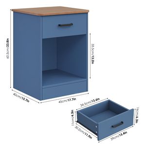 Modern 2-Tier Nightstand with Drawer <b>Blue</b> <b>Bedside</b> <b>Table</b> for Bedroom Living Room Apartment Villa - Product Image 2