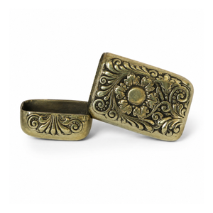 Antique Brass Floral Engraved <b>Matchbox</b> Holder Decorative Metal Match Case Luxury Home Decor Accessory for Candles Fireplace Use - Product Image 1