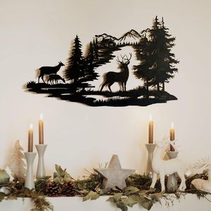 Décoration murale exquise en fonte de fer style Art Déco, cerf découpé au laser, animal de la forêt, décoration de Noël pour la maison, artisanat suspendu - Product Image 3