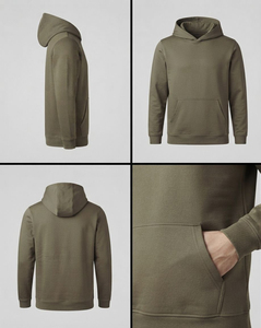 Sudadera con Capucha para Hombre, Color Verde Oliva, Corte Regular, Informal, Color Sólido, con Bolsillo Frontal, para Otoño - Product Image 4