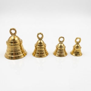 Handcrafted Pure <b>Brass</b> Two-Tone Eco-friendly Pooja <b>Bell</b> Morpankh Design Modern Gold Silver Polish Festival Prayer Ghanti Home - Product Image 3
